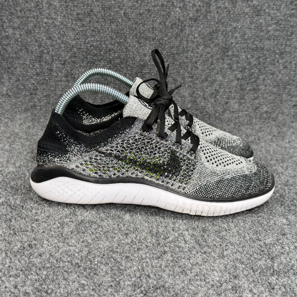 Nike Free Run Flyknit 2018 Running Shoes Women's Size 8 Black‎ White Athletic